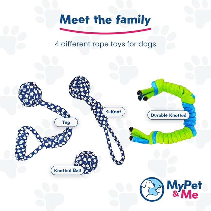 My Pet & Me – Durable Rope Dog Toy for Chewing, Tug of War, and Interactive Play – Perfect for Puppies and Active Dogs (21.6 Inch, 4-Knot Dog Rope Toy)