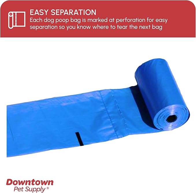 Downtown Pet Supply Poop Bags for Dogs with Dispenser, 2200 Count - Leak-Proof Dog Waste Bags and Bone-Shaped Dog Poop Bags Holder for Leash - Rainbow of Colors, 12.5" x 8.5"