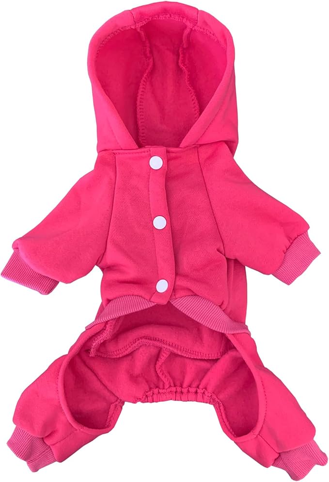 Dog Hoodie Security Clothes Tracksuit 4 Legs Jumpsuit Fleece Sweater Winter Sweat Shirt Warm Cotton Hoodies for Small Dog Medium Large Cat Magenta 3XL