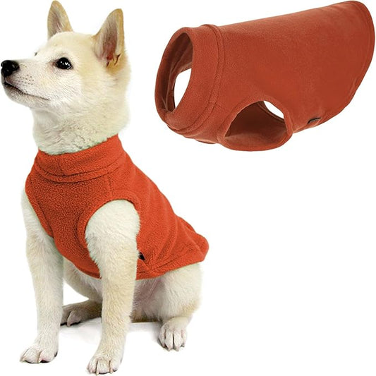 Gooby Stretch Fleece Vest Dog Sweater - Pumpkin, Medium - Warm Pullover Super Stretchy Fleece Dog Jacket for Small to Large Dogs
