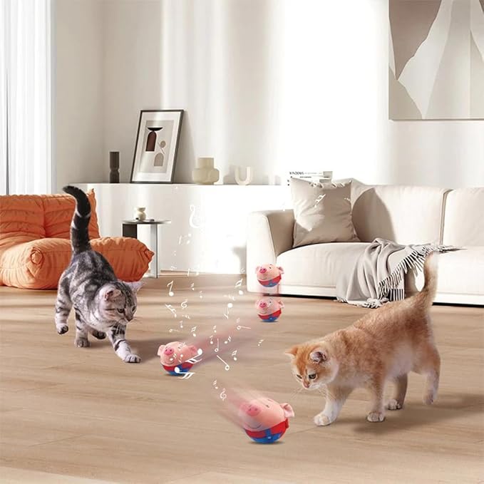 Dog Toys for Small Large Dogs,Puppy Toys to Keep Them Busy,Moving Interactive Squeaky Dog Toy,Active Moving Pet Plush Toy,Small Dog Toys (Red Pig)