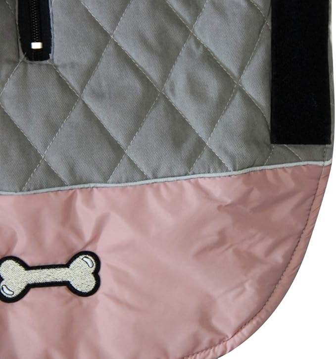 Reversible Dog Coats for Extra Large Dogs Waterproof Warm Puppy Jacket for Cold Winter,Pink and Grey XXXL