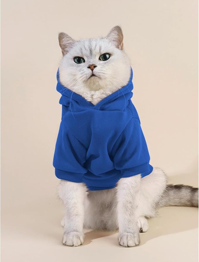 Cat Hoodies for Cats Puppy Pet Clothes Cat Apparel Little Miss Attitude Print Dog Hoodie for Small Medium Dogs Outfits for Kittens(Royal Blue,XL)