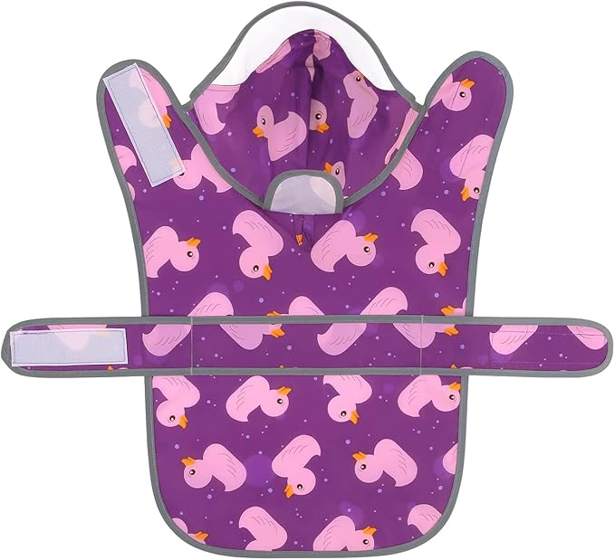 HDE Dog Raincoat with Clear Hood Rain Jacket Poncho for Small Medium Large Dogs Ducks Purple - L