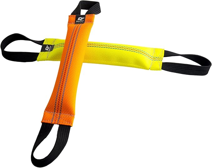 Bungee Dog Bite Tug Toy with 2 Strong Handles - Made of Durable & Tear-Resistant Fire Hose - Perfect for Tug of War, Fetch & Puppy K9 Training - Ideal Pull Toy for Medium to Large Dogs, Yellow