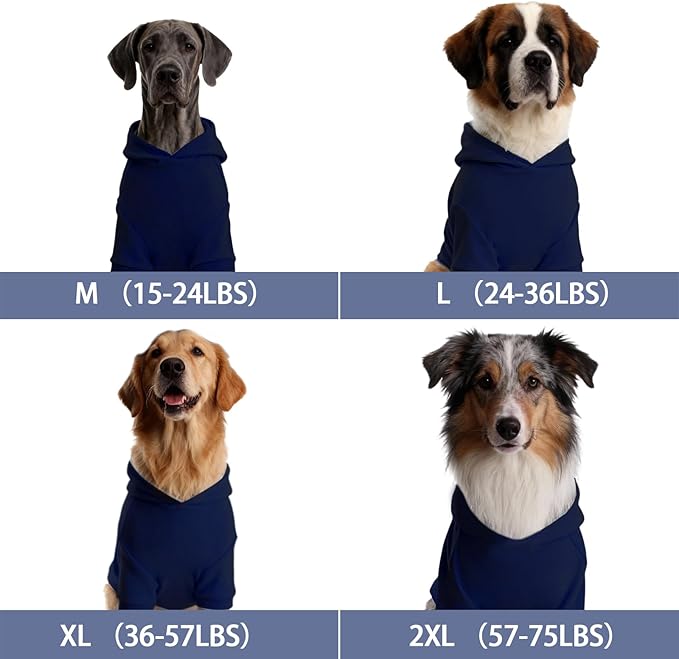 Basic Dog Hoodie, Soft Premium Quality Dog Hoodie Sweater with Leash Hole and Pocket, Cotton Doggy Puppy Sweatshirt Fashion Outfit for Dogs Puppy Small Medium Large - Navy Blue (Small)