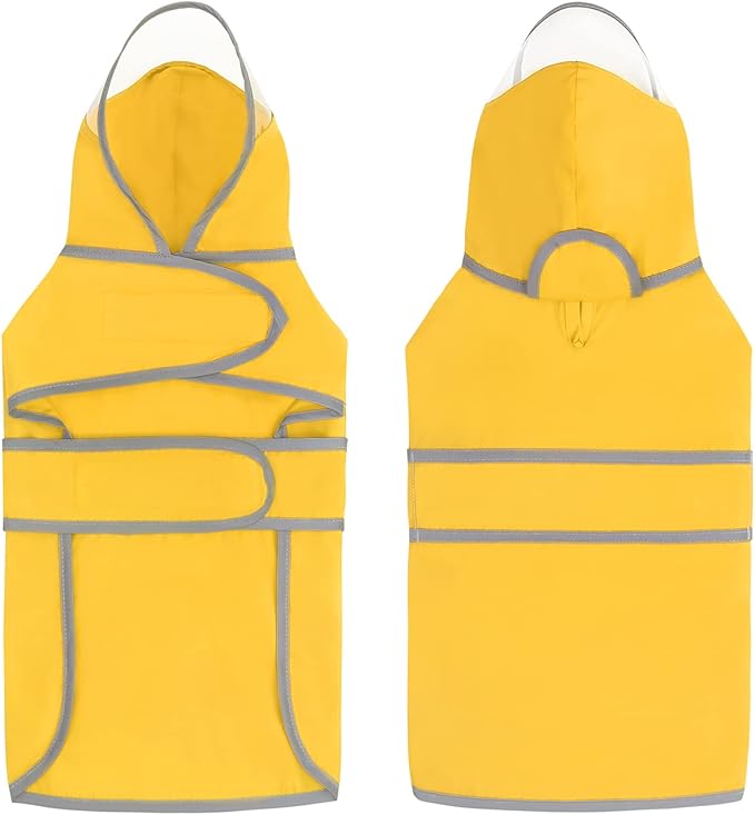 HDE Dog Raincoat with Clear Hood Rain Jacket Poncho for Small Medium Large Dogs Yellow - M