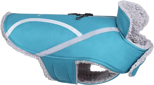 VIVAGLORY Frostfit Dog Coat, Dog Jacket for Winter & Cold Weather, Warm Fluffy Fleece Lined Water Resistant Reflective for Puppy, Coat with Velcro Fastening & Leash Hole, XXS, Turquoise