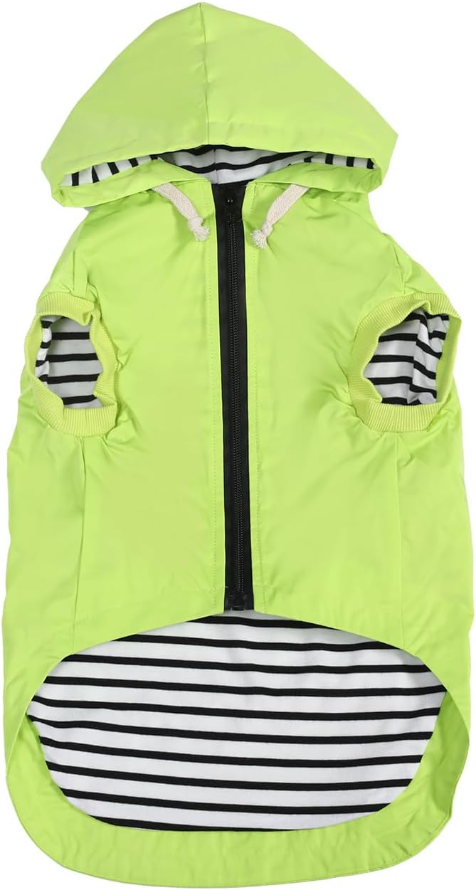 Dog Raincoat rain Jacket Dogs Waterproof fit for Small Medium Breeds Zipper Closure Pocket Storage in Cold Day - Light Green - M