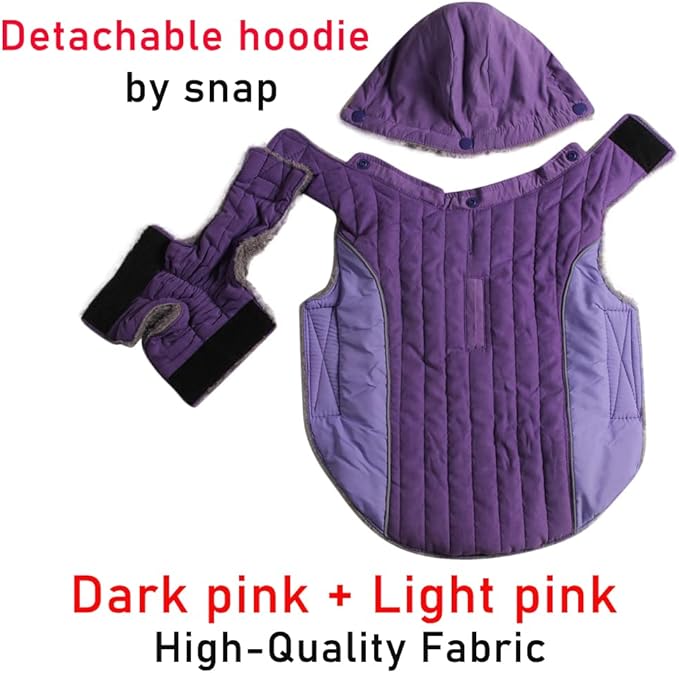 Fleece Dog Hoodie for Medium Dogs Super Warm Doggie Jacket for Cold Winter Dog Coats,Purple L