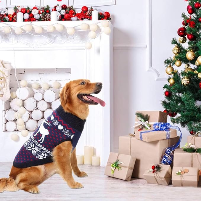 SCENEREAL Dog Sweater for Large Sized Dogs Girl Boy, Turtleneck Pullover Winter Puppy Clothes, Christmas Outfits, Pet Sweatshirt Apparel Knitwear for Golden Retriever, Labrador, Rottweiler, L