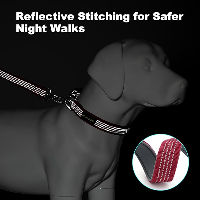 Plutus Pet Reflective Dog Collar with Aviation Aluminum Buckle, Neoprene Padded for Comfort, Lightweight, Heavy Duty Nylon Collar for Puppy Small Medium Large Dogs (Burgundy Red, M)