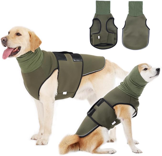 Dog Anxiety Vest,Pet Calming Hoodie Breathable Dog Anti-Anxiety Jacket for Thunder Fireworks and Separation,Green XXL