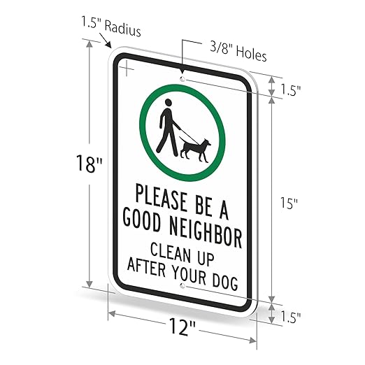 SmartSign-K-9465-EG "Please Be A Good Neighbor, Clean Up After Your Dog" Sign | 12" x 18" 3M Engineer Grade Reflective Aluminum