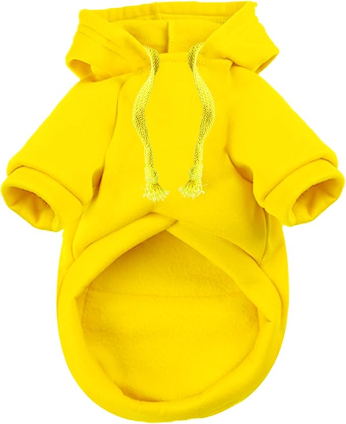 Jecikelon Winter Dog Hoodie Sweatshirts with Pockets Warm Clothes for Small Dogs Chihuahua Coat Puppy Custume Clothing (Large, Y02-Yellow)