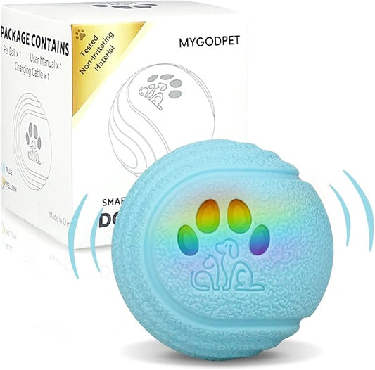Interactive Dog Balls, Smart Dog Toys, 4 Movement Modes, Durable TPU Squeezably Elastomeric Material, Motion Activated Automatic Moving Rolling Ball for Dogs 20-60 lbs