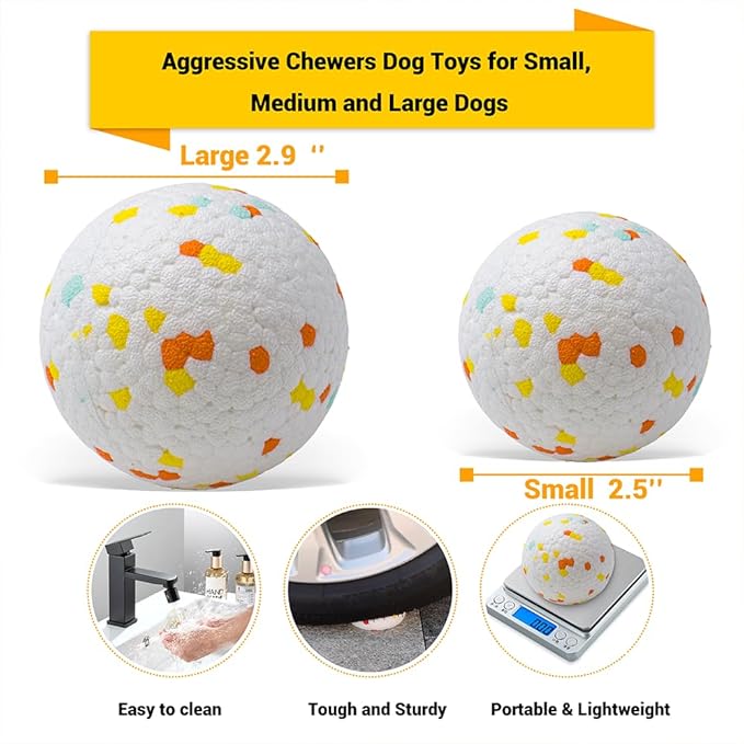 Dog Balls Toys for Aggressive Chewers, Indestructible Durable Bouncy Floating Balls for Dogs to Fetch, Durable Solid Rubber Ball for Training Dog(2 Pack)
