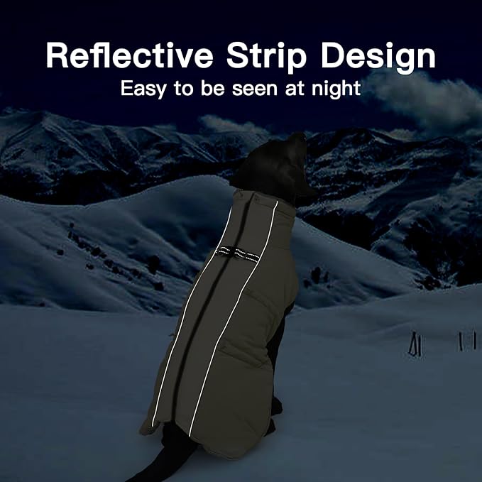 Dog Winter Jacket - XX Large, Warm Zip Up Snowsuit Dog Harness Vest, Reflective, Water-Resistant, Apricot