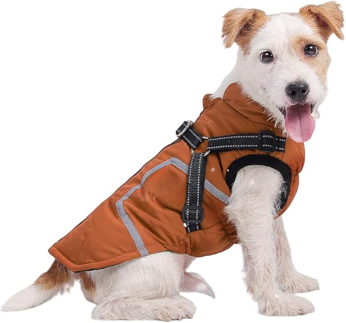 Warm Dog Coat Reflective Jacket, Waterproof Winter Coat for Dogs Turtleneck Dog Clothes for Cold Weather (Yellow, XL(Chest:18.9-20.4",Neck:(16.9"))