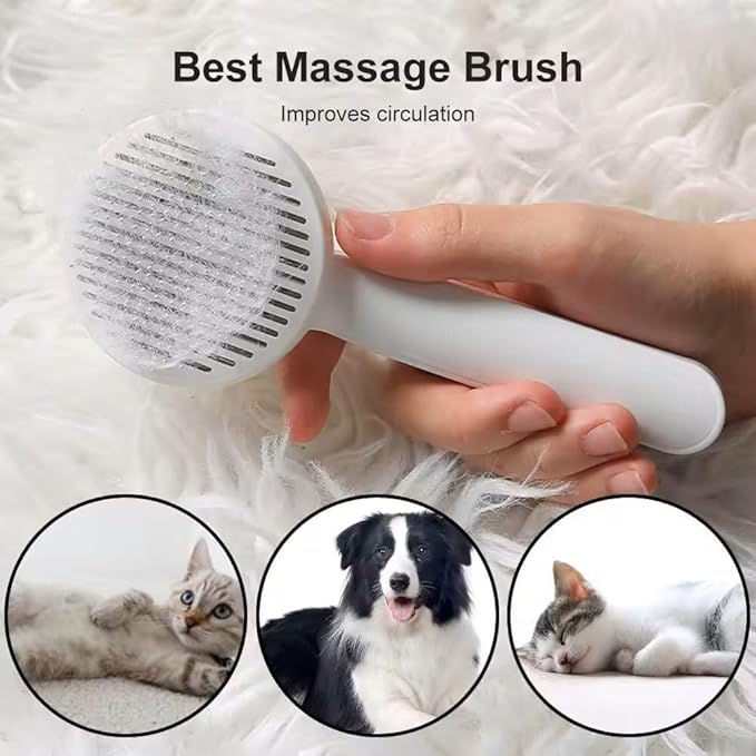 Pet Grooming Brush - Gentle Slicker for Removing Loose Undercoat, Suitable for Cats and Dogs (Blue)