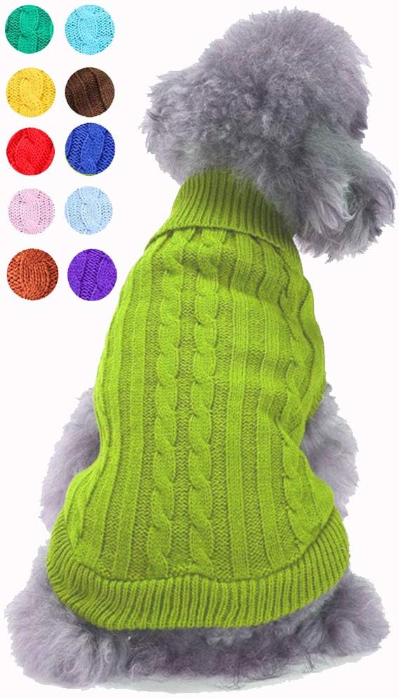 Dog Sweater, Large, Light Green, Acrylic, Turtle Neck, Pullover, 15.75 inch Chest, 11-15 lb, Unisex, for Large Breeds