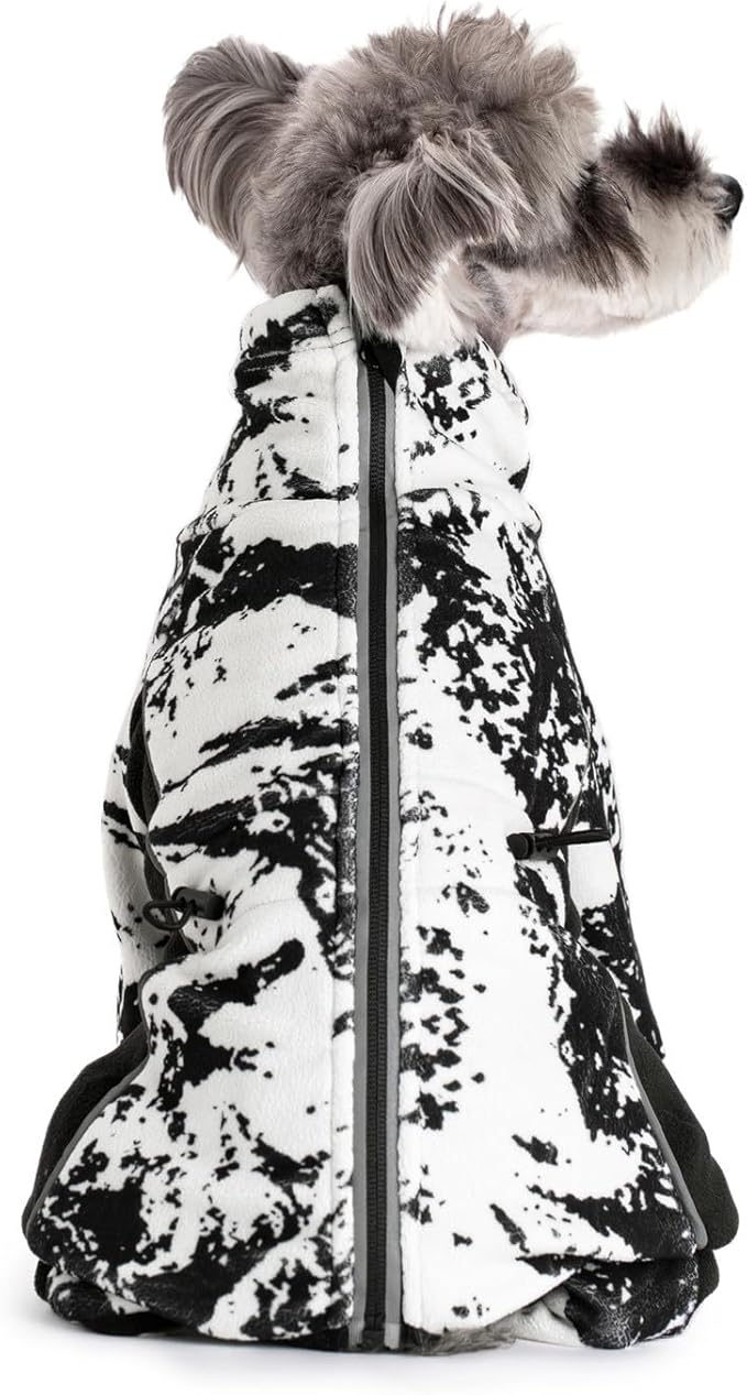 Fleece Dog Coat for Small Medium Dog,Pullover Pajamas Jumpsuit Bodysuit Puppy Coats with Legs, Pet Windproof Warm Cold Weather Jacket Full Body Vest Cozy Snowsuit Outfit Clothes (White, L)