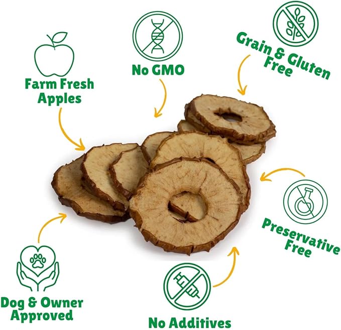 Lucky Premium Apple Rings – Thin, Crispy, All Natural Jerky Apple Treats for Dogs, Vegetarian Dog Treats with Real Fruit (5 oz)