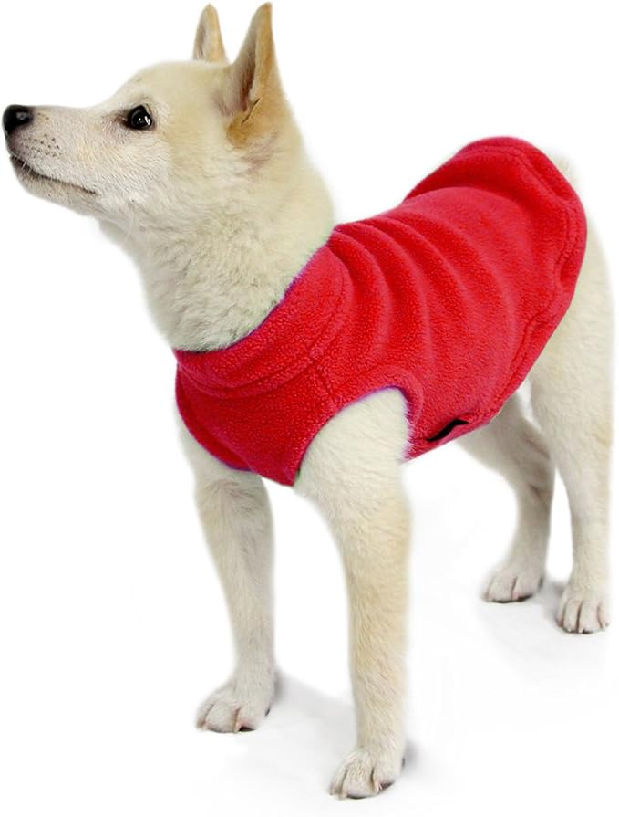 Gooby - Stretch Fleece Vest, Pullover Fleece Vest Jacket Sweater for Dogs, Red, Small