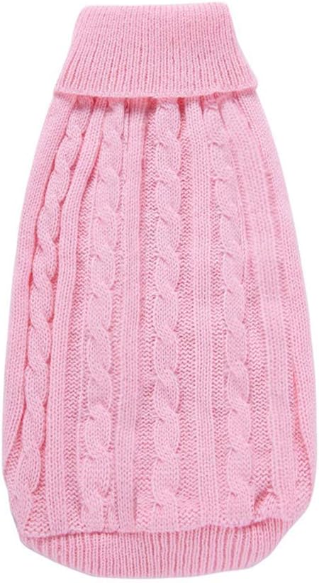Dog Sweater, Warm & Soft, Medium (Chest 16-18 inches), Pink, Classic Turtleneck, Machine Washable, Winter, Unisex, Solid, Holiday