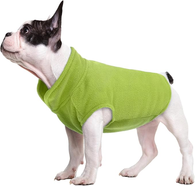 FUAMEY Dog Fleece Vest for Large Dogs,Warm Stretchy Dog Sweatshirts Pullover with Leash Hole Dogs Sweater Soft Pet Turtleneck Cozy Pet Vest Lightweight Sleeveless Green L