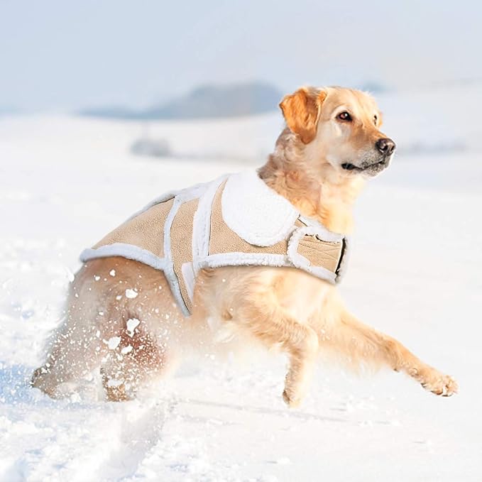 Namsan Dog Sherpa Jacket, Size L, Fleece Dog Vest with Leash Hole, Soft Pet Coat Outfit for Small Medium Large Dogs, Thick Warm Dogs Vest for Cold Weather, Adjustable Magic Tape, Easy to Wear