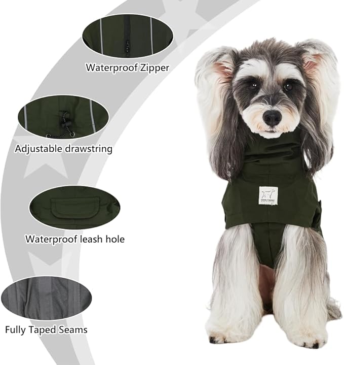 Waterproof Dog Raincoat, Hooded Raincoat for Dachshund Whippet Small Medium Large Dogs, Adjustable Dog Rain Coat Jacket (01(Dachshund 5-10lbs))