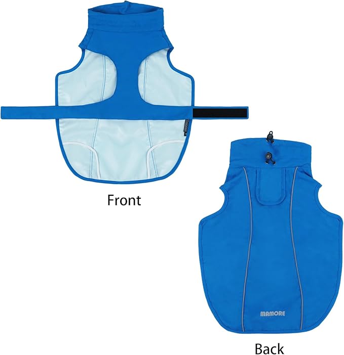 Waterproof Dog Raincoat, Adjustable Lightweight Dog Rain Jacket with Reflective Strip Leash Hole for Small Medium Large Dogs (Blue, X-Large(37-55lb))