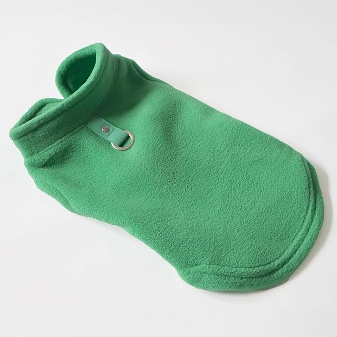 JACKO & CO - Fleece Vest Dog Sweater with Leash Ring - Soft, Warm & Lightweight Pullover Coat for Small & Medium Dogs, Puppies & Cats - Cozy Fall/Winter/Spring Pet Jacket (Green, Small 4-6lbs)