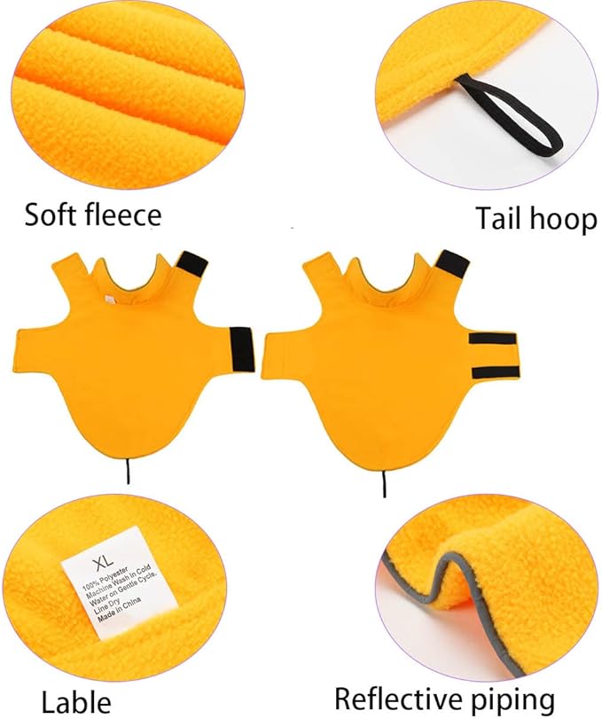 Fleece Dog Coat Winter Pet Jacket Reflective for Cold Weather for Large Medium Small Dogs(Yellow,3XL)