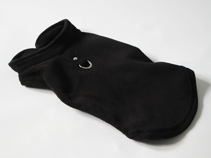 JACKO & CO - Fleece Vest Dog Sweater with Leash Ring - Soft, Warm & Lightweight Pullover Coat for Small & Medium Dogs, Puppies & Cats - Cozy Fall/Winter/Spring Pet Jacket (Black, X-Large 17-25lbs)