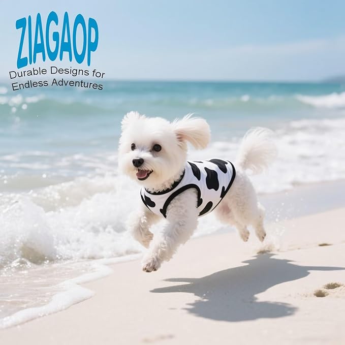 Adorable Cow Print Dog Shirts – Lightweight, Cozy Outfit for Small to Medium Dogs, Soft & Snuggly Pet Wear for Everyday Comfort and Cuteness.Back & L