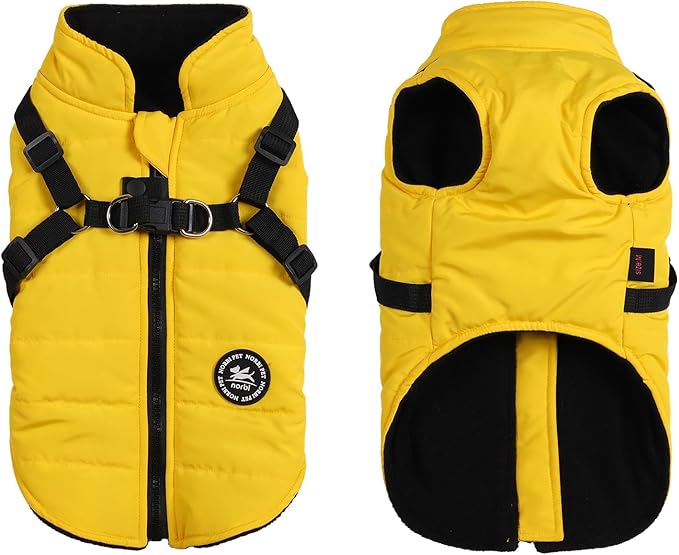 Norbi Dog Winter Jacket with Built-in Harness - Adjustable Warm Coats for Small to Large Dogs - Cold Weather Protection