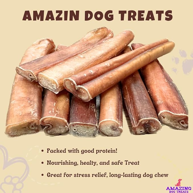 Amazing Dog Treats Bully Sticks 6 Inch [Extra Thick - 10 Pcs/Pck] -NO Hide Bones for Dogs - Safe Chews for Dogs - Long Lasting Bully Sticks for Dogs