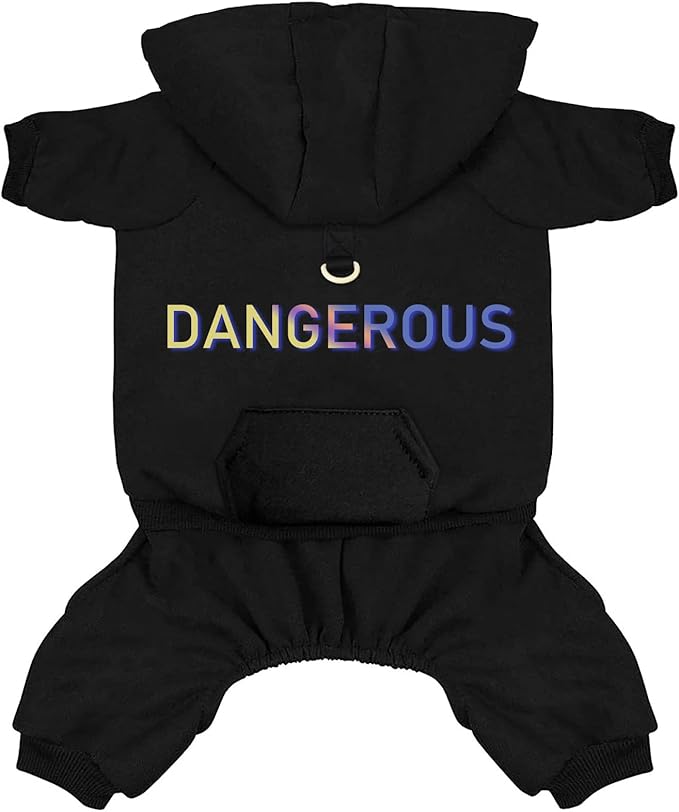 Dog Hoodie Clothes with Pocket 4 Legs Jumpsuit Fleece Sweater Winter Sweat Shirt Warm Cotton Hoodies for Small Dog Medium Large Cat Black 3XL
