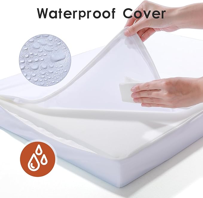 Orthopedic Dog Bed Medium Size Dog, Memory Foam Pet Bed for Small and Medium Dogs, Removable and Washable Microsuede Cover, TPU Waterproof Liner, Nonskid Bottom, 35x23x6 Inches, Khaki