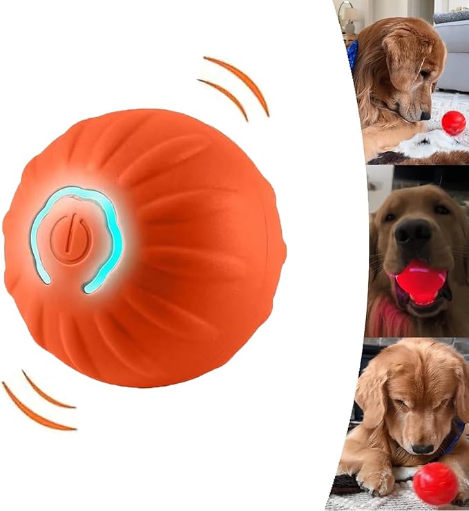 Alizure Dog Ball, Dura Spin Smart Dog Ball, Automatic Rolling Balls for Dogs Interactive Dogs Toys for Aggressive Chewers (Orange)