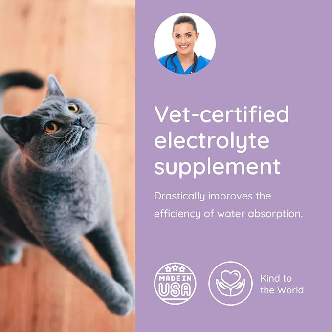 Petralyte Cat Hydration Electrolyte and Cat Joint Supplement | Hydration Support for Cats w/Glucosamine, Chondroitin, L-Glutamine, Taurine, Lysine & Prebiotics | Unflavored | 16 Packets