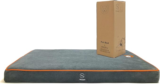 Dog Orthopedic and Crate Beds, Made of Memory and High Resilience Foram, Two-Sided Use, Providing Soft and Relatively Hard Support, with an Extra Inner Waterproof Protector (Gray, Small)