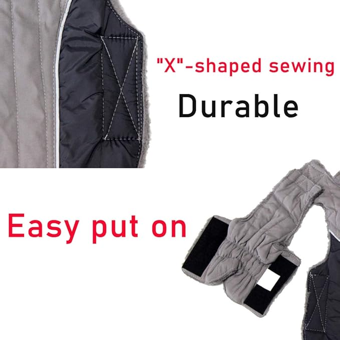 Fleece Dog Hoodie for Large Dogs Super Warm Doggie Jacket for Cold Winter Dog Coats,Grey XXXL