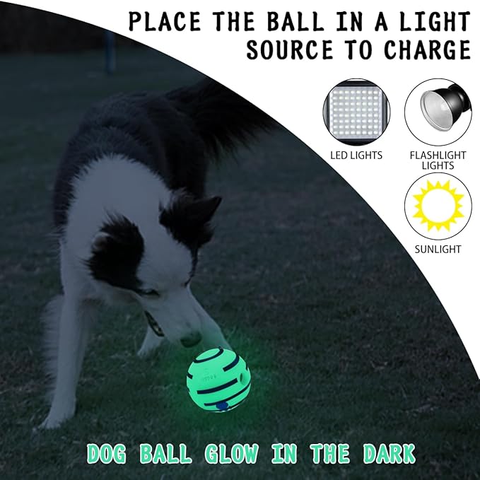 HYQ Glowing Small Dog Toys, Interactive Dog Toys Ball, Squeaky Dog Toys for Small Medium Large Dogs, Puppy Ball Dog Toys to Keep Them Busy (Glow Ball, 5.91 inch)