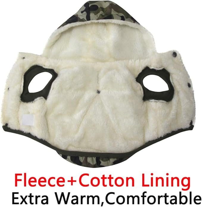 Fleece Lining Extra Warm Dog Hoodie in Winter for Small Dogs Jacket Puppy Coats with Hooded,Green Camo M