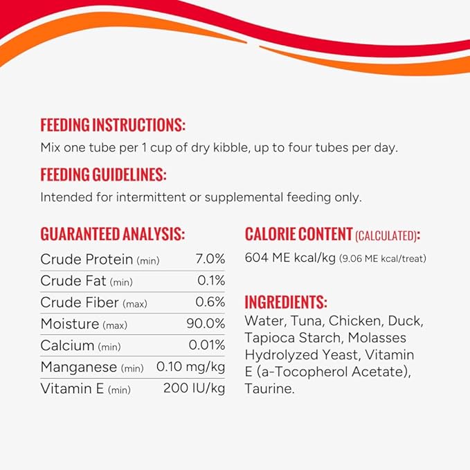 Good 'n' Tasty Triple Flavor Puree Mix-Ins Dog Food Topper Treats for All Dogs, 7 Count, Easy Single-Serve Portions, Added Protein with Tuna, Chicken and Duck (Pack of 2)