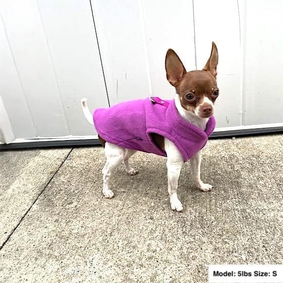 JACKO & CO - Fleece Vest Dog Sweater with Leash Ring - Soft, Warm & Lightweight Pullover Coat for Small & Medium Dogs, Puppies & Cats - Cozy Fall/Winter/Spring Pet Jacket (Purple, Large 10-16lbs)
