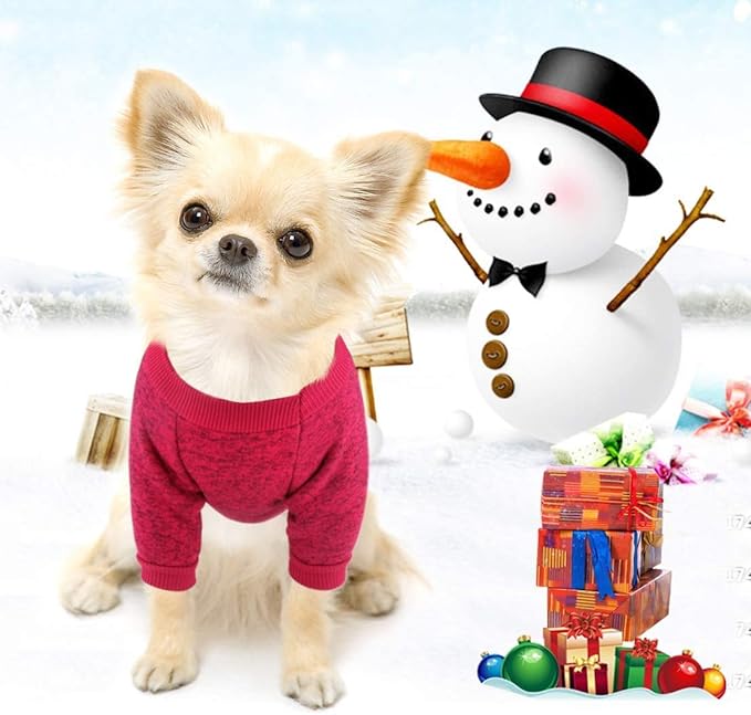 Idepet Pet Dog Classic Knitwear Sweater, Soft Fleece Coat for Small,Medium Dog,Warm Pet Dog Cat Clothes, Puppy Customes (XL, WineRed)